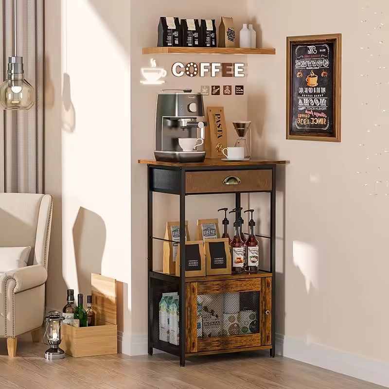 Curated visual reference: Visual Reference: Industrial Coffee Bar Cabinet Rustic Kitchen Side Cabinet With Drawer