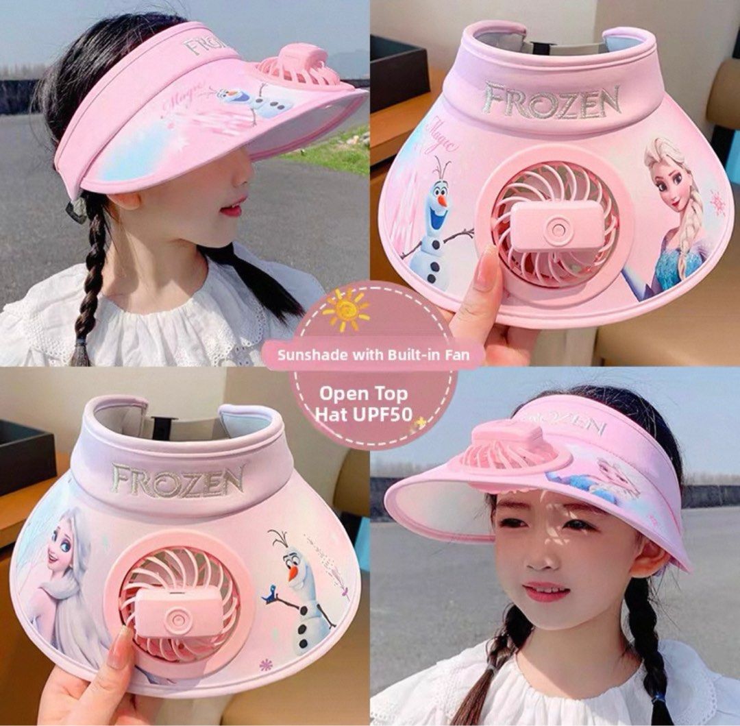 Kids Sun Shade Hat with Fan (Category: Other Babies Going Out Needs) located in Singapore. Submitted by filzah.fashionablecloset (Listing ID 1376598178, Image 3). Description: Blue Frozen Spiderman $10 each current instocks - sold out can preorder if keen (2 wks waiting time).