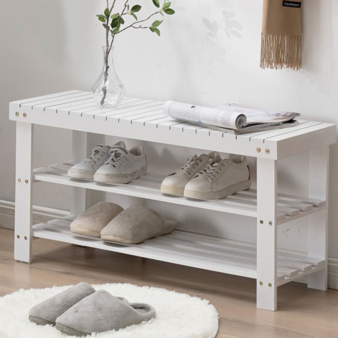 Shoe Storage Bench | Entryway Shoe Rack | Three Tier Shoe Rack | Indoor Shoe Organizer | Multi Layer Shoe Rack | Shoe Rack With Seat | Hallway Shoe Bench | Bedroom Shoe Rack | Slatted Shoe Storage | Minimalist Shoe Shelf (Category: Changing Tables & Stations) located in Singapore. Submitted by luxeandlull (Listing ID 1376604779, Image 1). Description: 🚚 FREE DOORSTEP DELIVERY 🚚 *DM if interested* Delivery takes 2-3 working days. Sizes available