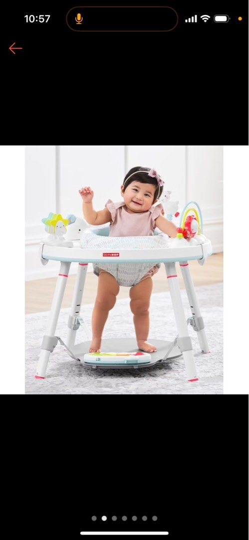 Skip Hop 3-Stage Activity Centre (Silver Lining) (Category: Infant Playtime) located in Singapore. Submitted by mskarah (Listing ID 1376443286, Image 2). Description: Best transitional activity centre for ~6mo to toddler and beyond (finally becomes a cute table) Pre-loved: Everything is intact and works, except a few of the toys are slightly yellowed from storage and the well-loved lamb’s ears are a little frayed (see last pic). .