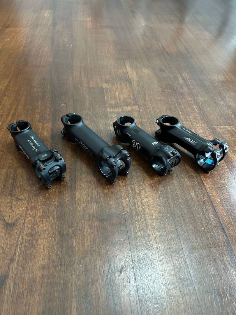 Stems (Category: Parts & Accessories) located in Singapore. Submitted by whyseennn (Listing ID 1376462657, Image 6). Description: Selling some unused stems, all are authentic and in good working condition 3T ARX II TEAM 100mm 6 degrees, SOLD PRO PLT 90mm 10 degrees, SOLD Nitto UI-21BX 110mm 6 degrees, $50 Weapon 80mm 10 degrees, $15 good if youre looking for quality budget stems for your fixies, roadbike, mtb, foldies etc.