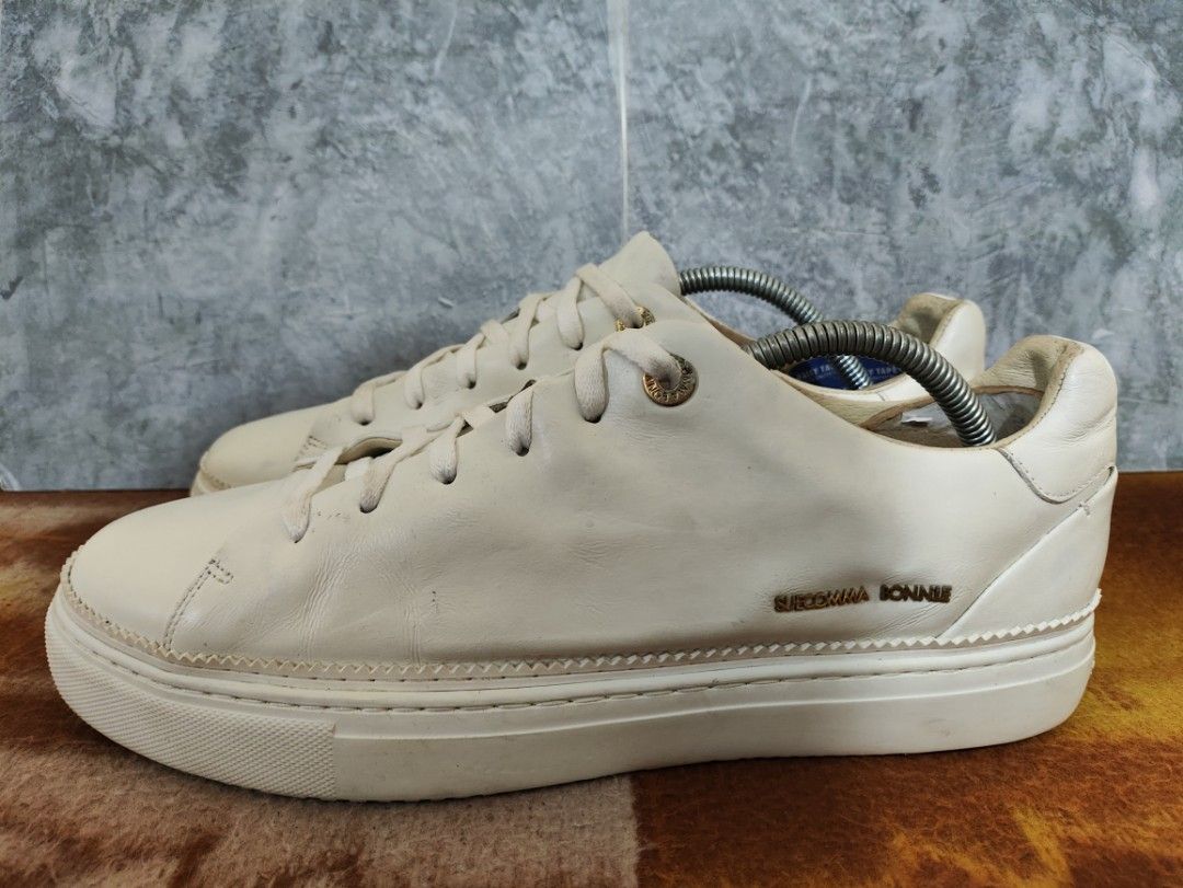 Suecomma Bonnie Sneakers Leather Triple White, Fesyen Pria