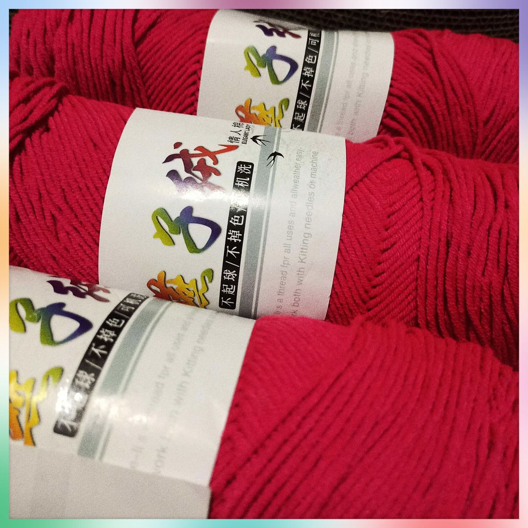 Yarn Destash Bundle (1 Red & 3 Fuschia) (Category: Craft Supplies & Tools) located in General Trias. Submitted by kaorurunss (Listing ID 1376581195, Image 2). Description: Mali shade kuha ko ayq na HAHAHA Take all, tig 200g each pero ung isang fuschia onti po ginamit (~18grams) Color changes on camera so please see the pics para sure po sa shade (Tried to put ung color niya in person sa preview) ——NOTES—— RFS : Decluttering, bought the wrong colo