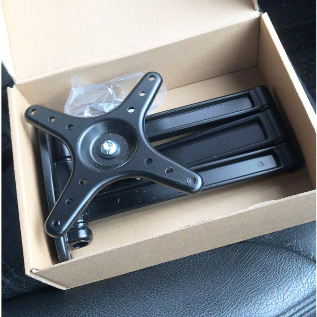 17-27inch swivel/rotate/tilt Monitor wall bracket Single arm extension VESA bracket (Category: Monitor Screens) located in Singapore. Submitted by tvmountsg.com (Listing ID 1376735945, Image 1). Description: Model no:W100B TV Size:10″-27″ Weight Limit:5kg VESA Compliance:- 75 x 75mm – 100 x 100mm Tilt Angles: -15º ~ +15º Swivel: 180º Rotate:360 degree Cable Management: No Min. Extension:80mm Max. Extension:400mm Color: Black Material: aluminum Su
