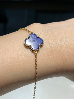 老礦料青金石四葉草銀手鏈64223507074945110