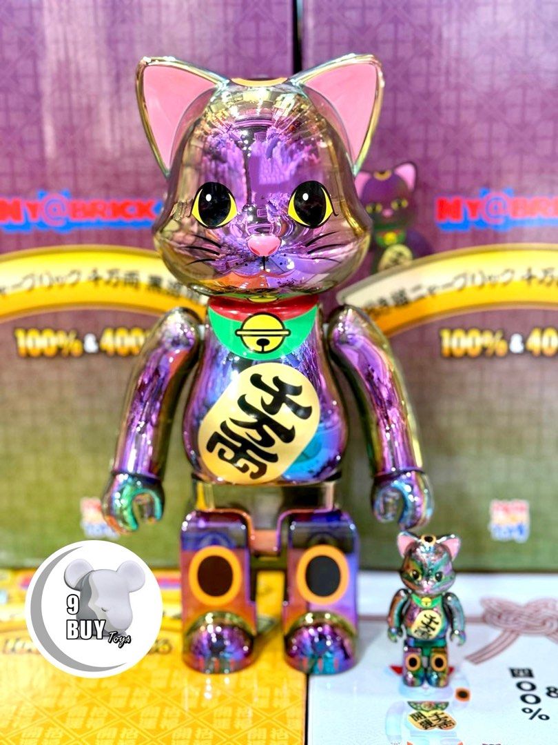 MEDICOM TOY - NY@BRICK 招き猫 千万両 透明メッキ 100%&amp;400%ニャーブリック NY@BRICK 招き猫 千万両 黒透明メッキ 100％ & 400％ – MCT TOKYO