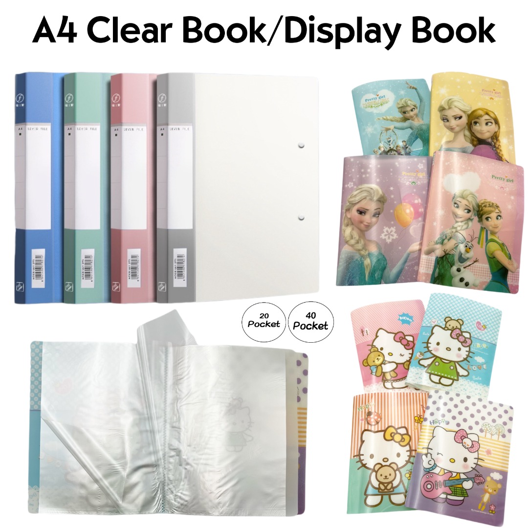 A4 20 Pocket / 40 Pocket Clear Book / Clear Holder / Display Book ...