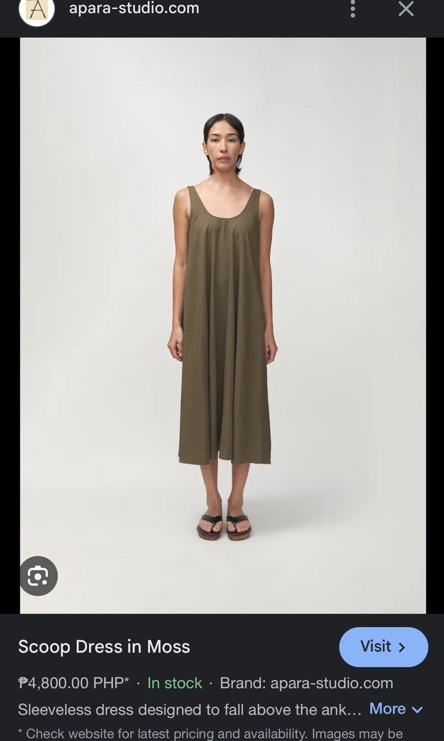 Apara Scoop Dress in Moss (Category: Dresses) located in Pasig City. Submitted by stuff.jess (Listing ID 1376757199, Image 1). Description: Negotiable Super cute and comfy dress! Bought at SRP SRP: 4800 RFS: decluttering.