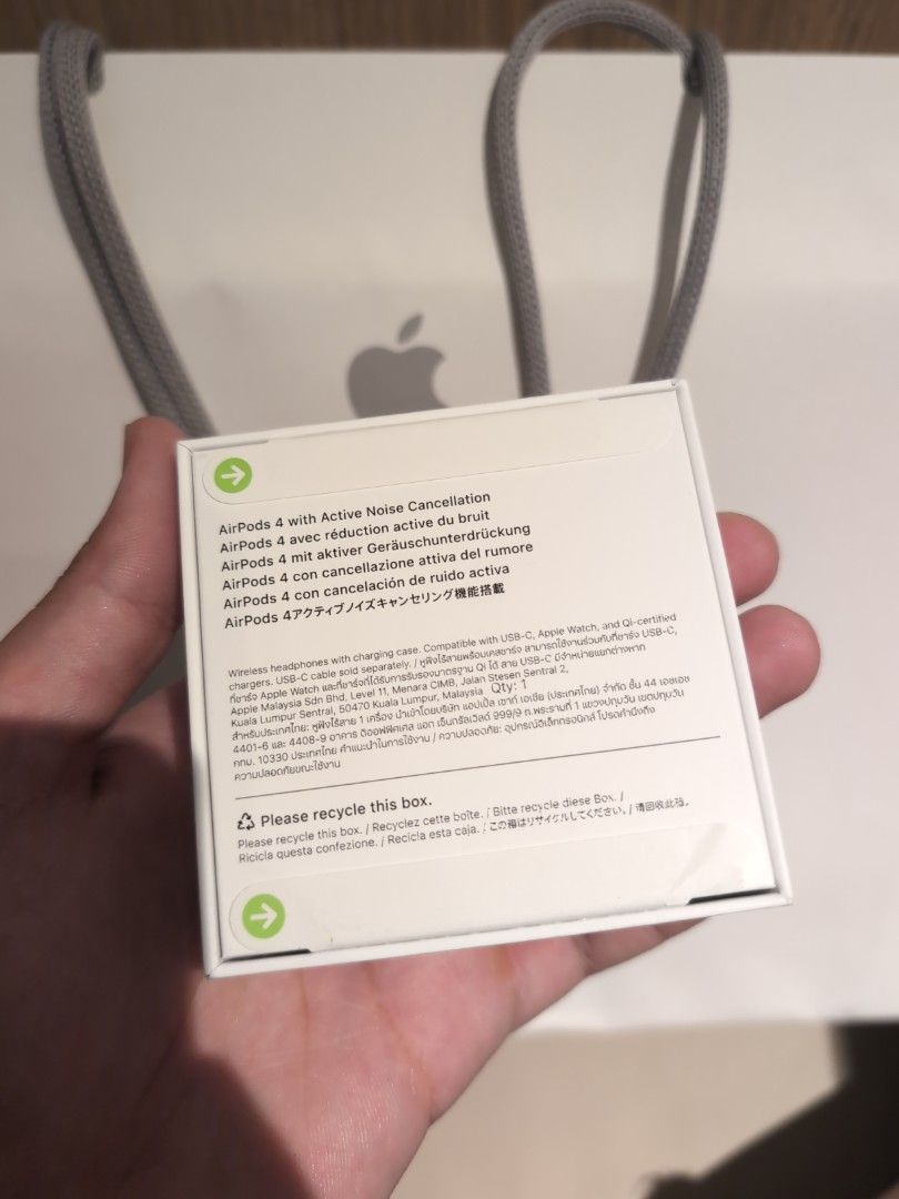 Apple AirPods 4 with Noise Cancellation (Category: Earphones) located in Singapore. Submitted by gmanik30 (Listing ID 1376733438, Image 2). Description: Sealed Apple AirPods Pro with noise cancellation. Includes original packaging. .