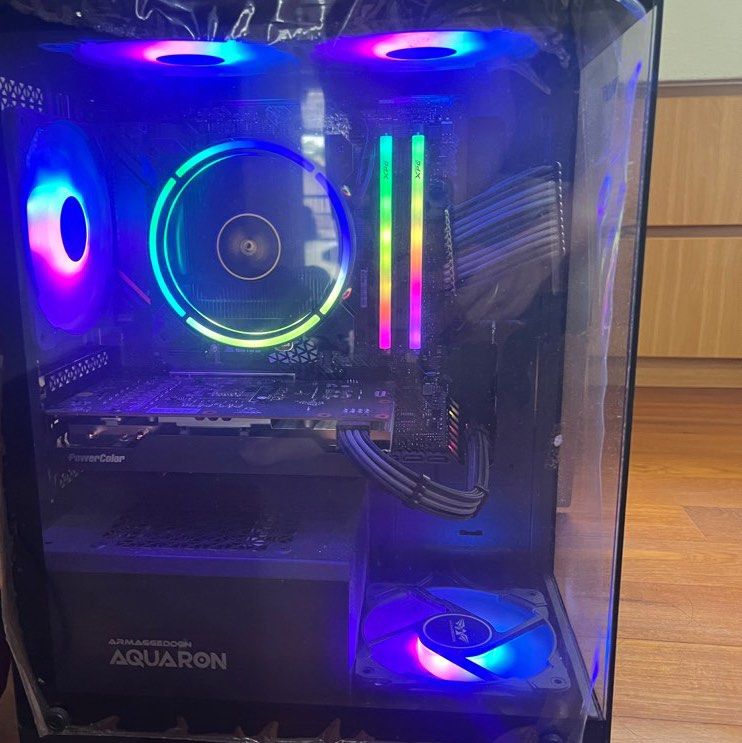 Armageddon Nebula PC |R5 5600 | RX 6600 (Category: Desktops) located in Singapore. Submitted by blondpoet133 (Listing ID 1376673228, Image 3). Description: Lightly used Gaming PC - selling because I’m moving to the UK. (Retails at $1099) Details: - Runs CS2 at 600 fps comfortably - Lightly used - Pls state if you’d like to test fps on other games.