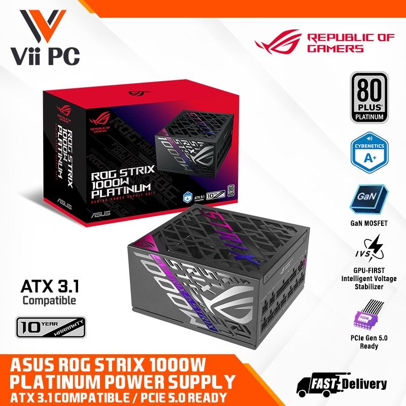 ASUS ROG STRIX 1000W 1200W Platinum ATX 3.1 compatible PCIE 5.0 READY 80 PLUS platinum certified PSUPlatinum ATX 3.1 compatible PCIE 5.0 READY 80 PLUS platinum certified PSU (Category: Computer Parts) located in Singapore. Submitted by viipc (Listing ID 1376698174, Image 1). Description: 1000W $385 1200W $415 Please chat on carousell or Whats app to check stocks availability. ✅ Brand New In Box Local Warranty by Local Distributor ✅ PAYMENT METHOD