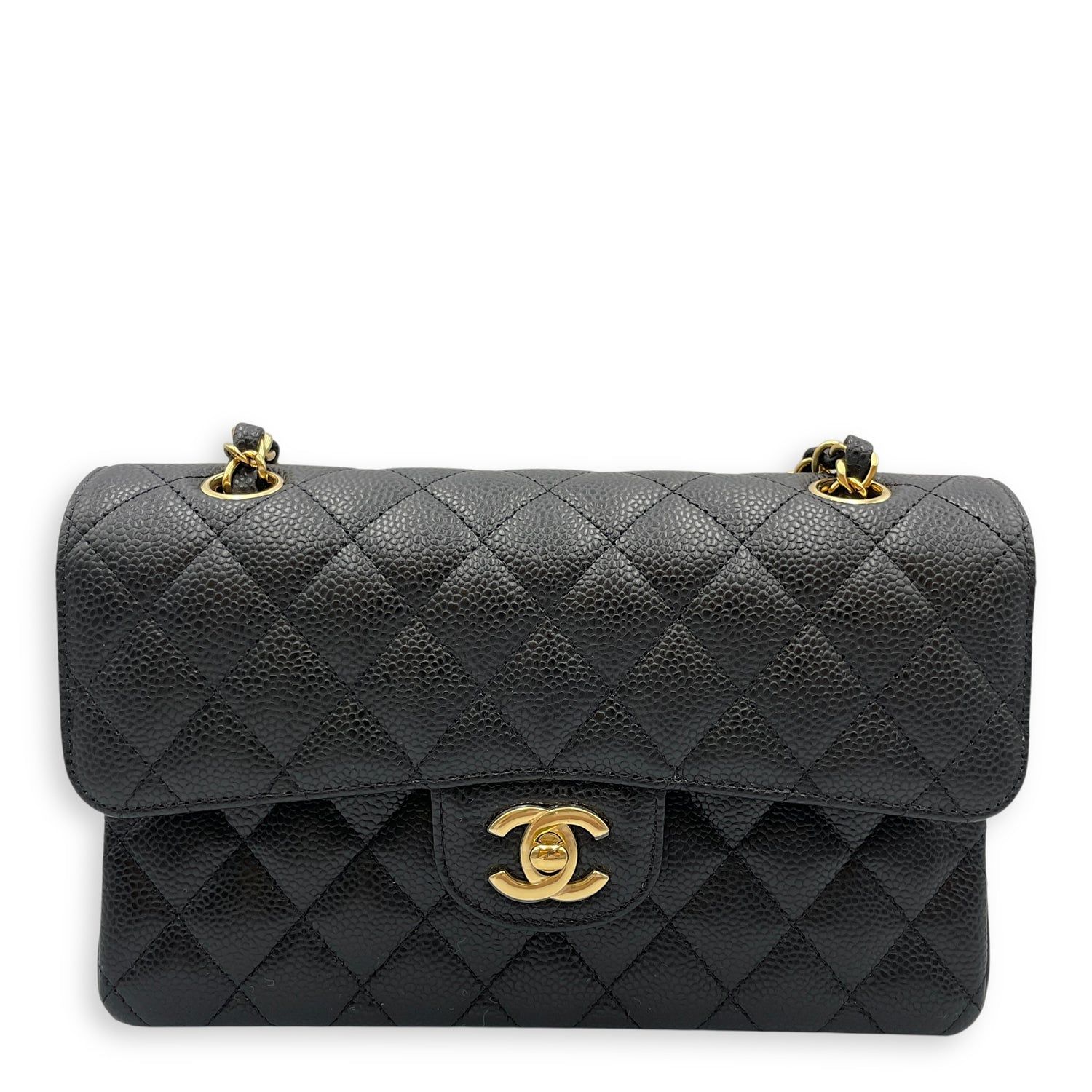 Chanel Classic double flap Black Shoulder Bag in Caviar Leather, Gold hardware (Category: Bags & Wallets) located in Singapore. Submitted by luxlexicon (Listing ID 1376702685, Image 1). Description: SKU CL2506-13593 Brand Chanel Material Caviar Leather Color Black Hardware Gold Size SMALL Accessories DUSTBAG,BOX Root Category Bags Condition Overall: in unused, brand new condition.