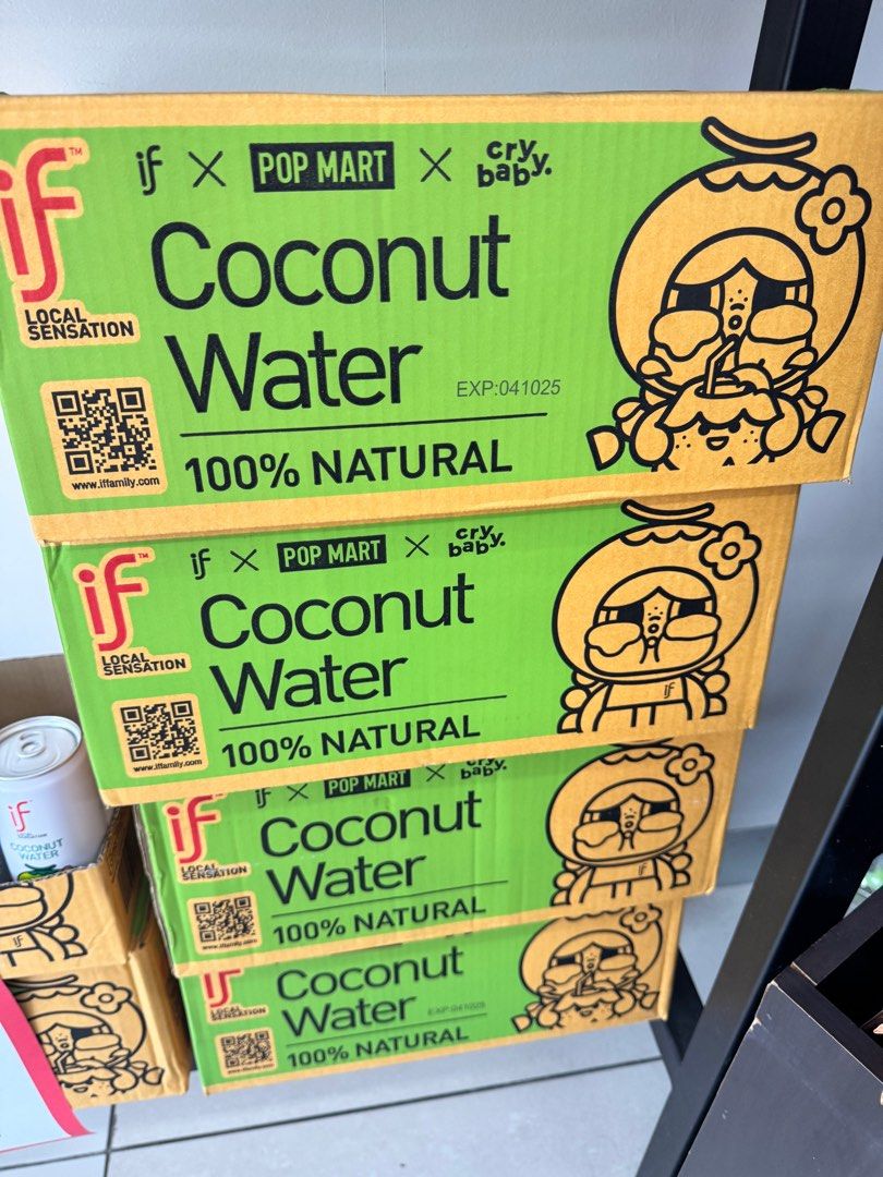Coconut water IF x PopMart X Crybaby (Category: Beverages) located in Singapore. Submitted by joeylny (Listing ID 1376644080, Image 1). Description: 1 carton $25 Expiry oct 2025 Self collect at 352 Balestier road 329780 at my unit only. .