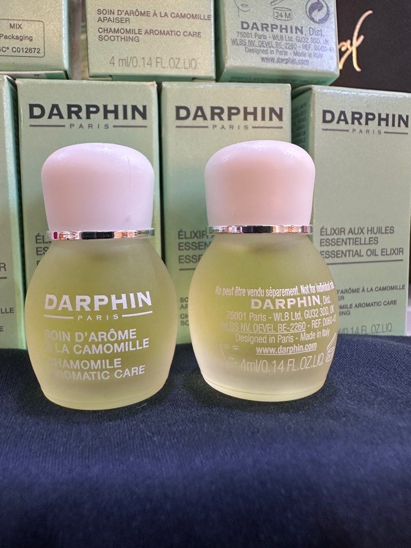 Darphin chamomile aromatic care soothing (Category: Face Care) located in Baguio. Submitted by yourlifestyle2600 (Listing ID 1376747630, Image 1). Description: 100% authentic Darphin chamomile aromatic care soothing essential oil for face Ideal to reduce irritations, redness, or other inflammations. Awakening dull skin cells. Travel size 4ml .