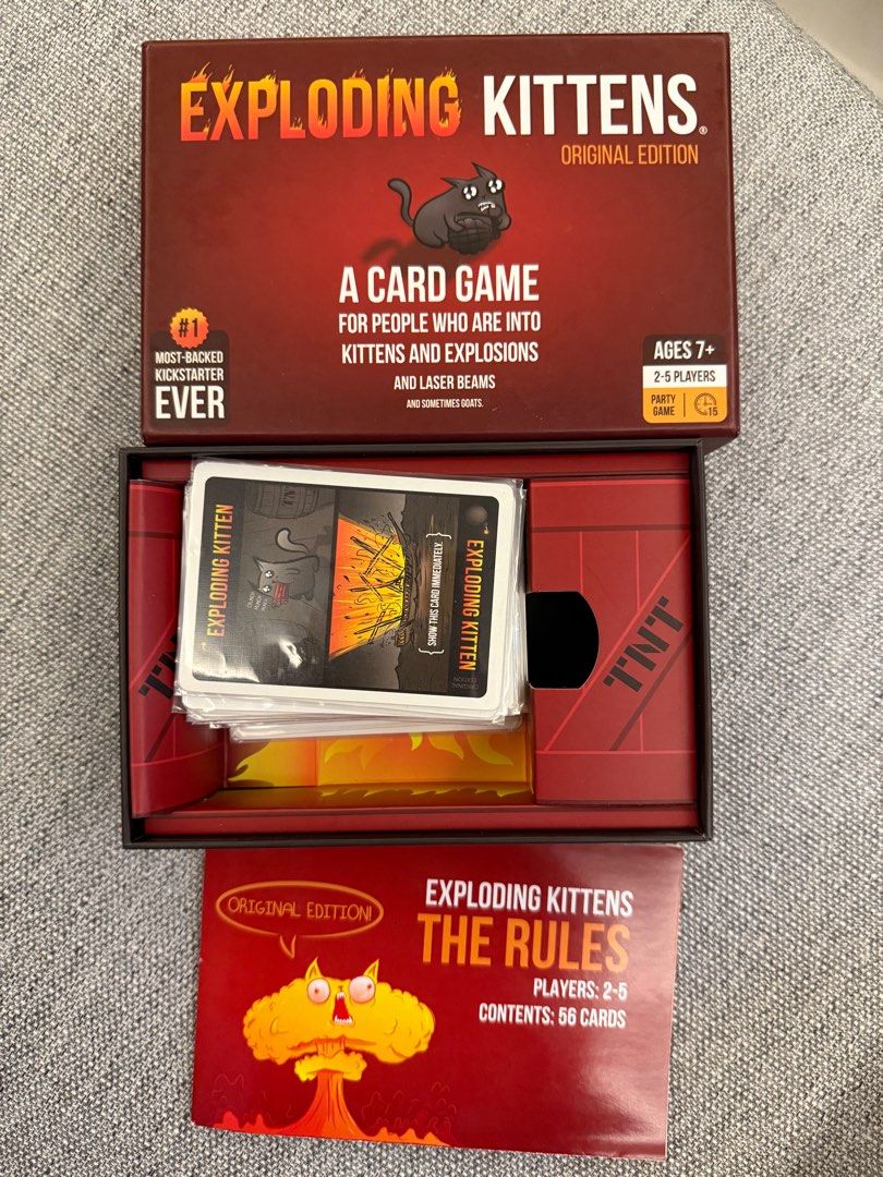 Exploding Kittens (Category: Toys & Games) located in Quezon City. Submitted by michi222 (Listing ID 1376663978, Image 1). Description: Used 3x only with card sleeves.