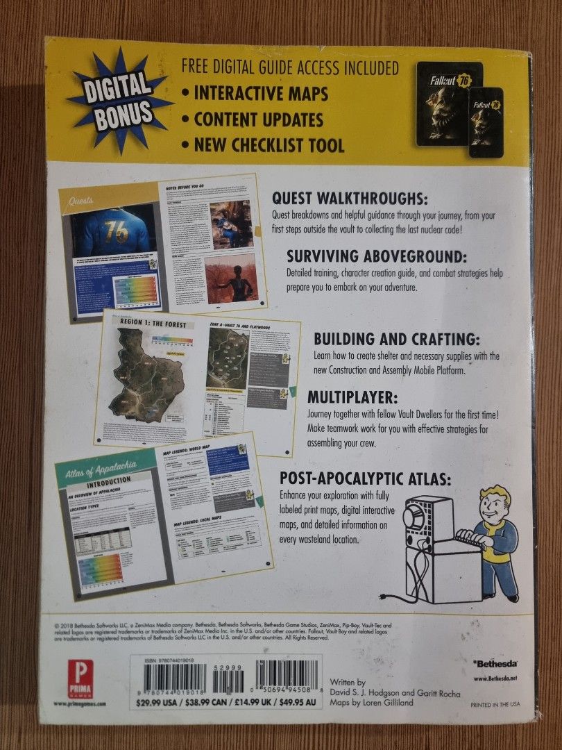 Fallout 76 Official Guide (Category: PlayStation) located in Caloocan City. Submitted by readplaycollect (Listing ID 1376667944, Image 2). Description: Prima Games Fallout 76 Official Guide Used condition so please manage your expectations IN THIS GUIDE: Survival training, combat strategies, quest walkthroughs, West Virginia atlas, building and crafting guides, and complete multiplayer coverage. Emerge from Vault 76 ready to thrive— solo or with 