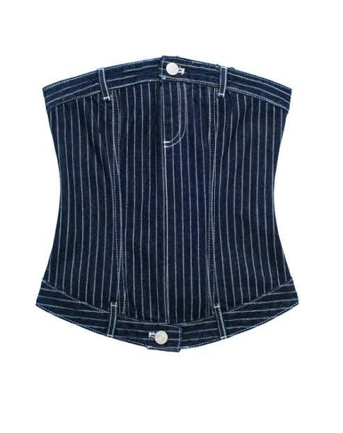 FOREVER 21 Denim Tube Top (Category: Others Tops) located in Pasig City. Submitted by eracurates (Listing ID 1376762603, Image 1). Description: M-semi L (loose in front).