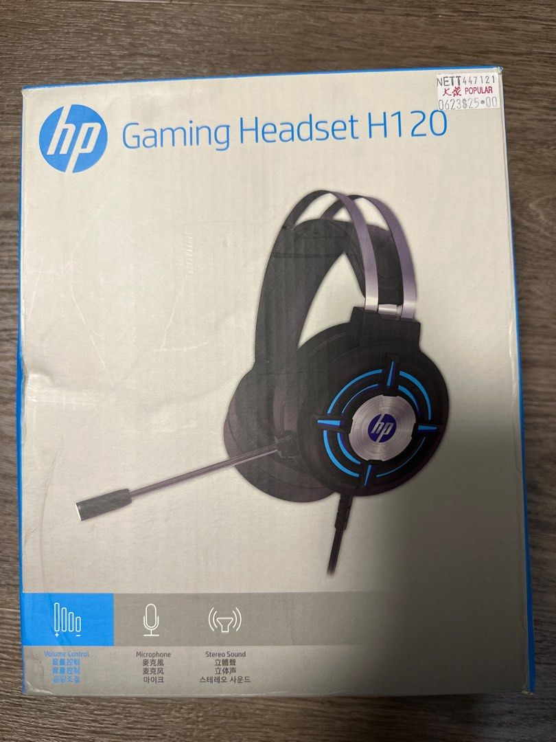 HP Gaming Headset H120 (Category: Headphones & Headsets) located in Singapore. Submitted by irene_ord (Listing ID 1376723578, Image 1). Description: HP H120 Gaming Headset. Wired with volume control, microphone, and stereo sound. Includes original packaging. Unused. Bought wrong item. .