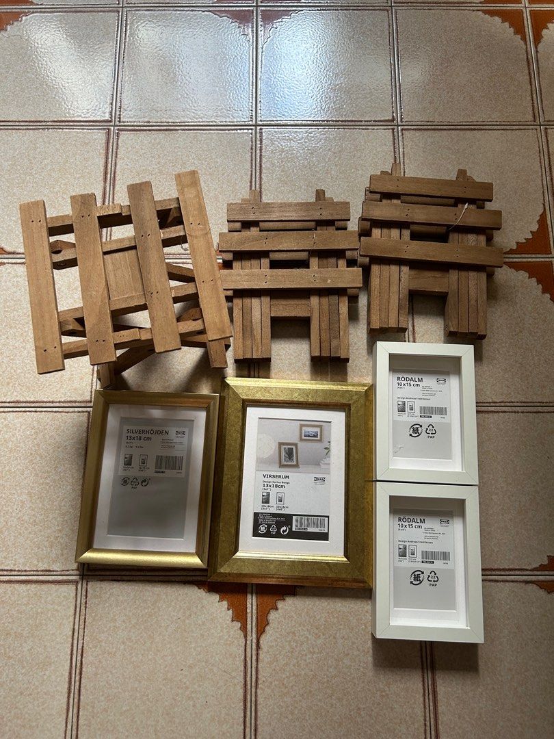IKEA Picture Frames & Wooden Stools