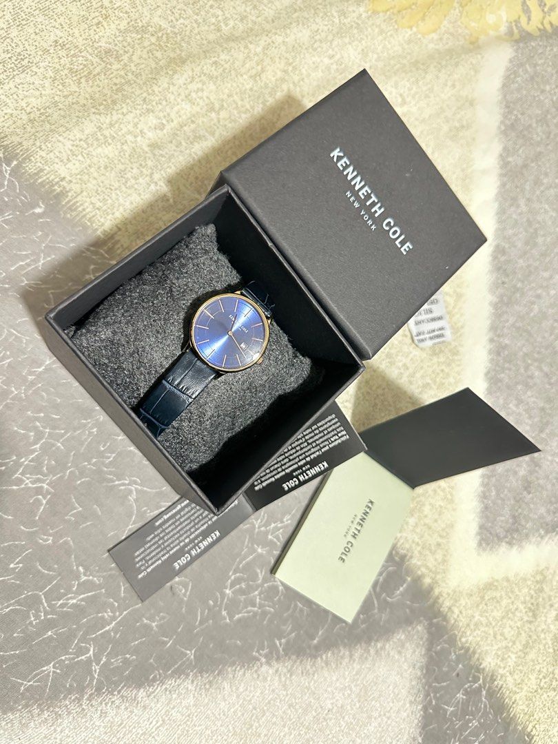 Kenneth Cole Watch (Category: Luxury Watches) located in Pasig City. Submitted by ptyfsl (Listing ID 1376784904, Image 1). Description: Kenneth Cole for Women Blue dial & dark blue leather strap Good Condition (pwede sa maselan) Purchased last June 15, 2025 with warranty card (see photos) .