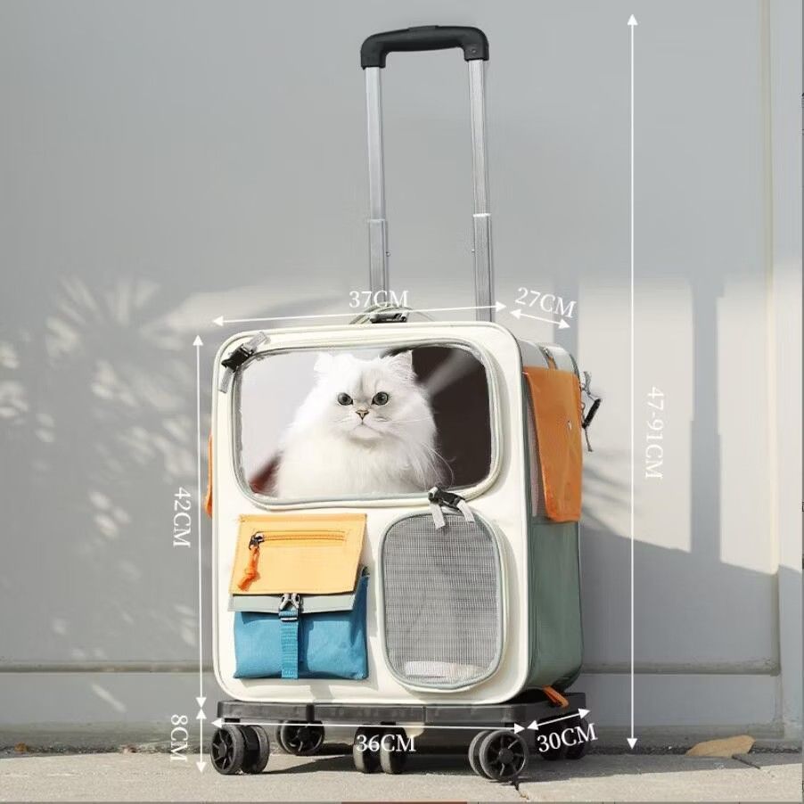Large Capacity Cat Carrier Portable Pet Backpack with Trolley (Category: Homes & Other Pet Accessories) located in Singapore. Submitted by leapingstar (Listing ID 1376786044, Image 2). Description: ▪︎Refer to photos for measurements. ▪︎No low ballers. ▪︎Self-collect only/Self-arranged courier. ▪︎Foldable, easy storage. ▪︎Washable & Waterproof..
