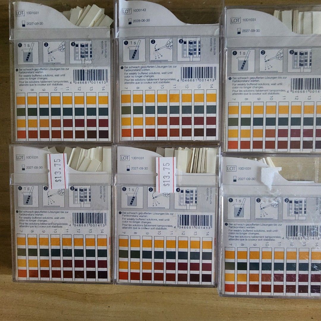 MACHEREY-NAGEL pH 0-14 Indicator Strips 92110 (Category: Medical Supplies & Tools) located in Singapore. Submitted by susan.yong.585 (Listing ID 1376681769, Image 2). Description: 5 boxes of MACHEREY-NAGEL pH indicator strips. Each box has 100 strips, pH range 0-14. Single-use. Each box sell $10. If take all, i have 1 box is loose will be free. Expiry Date is between Year 2027 to 2028.