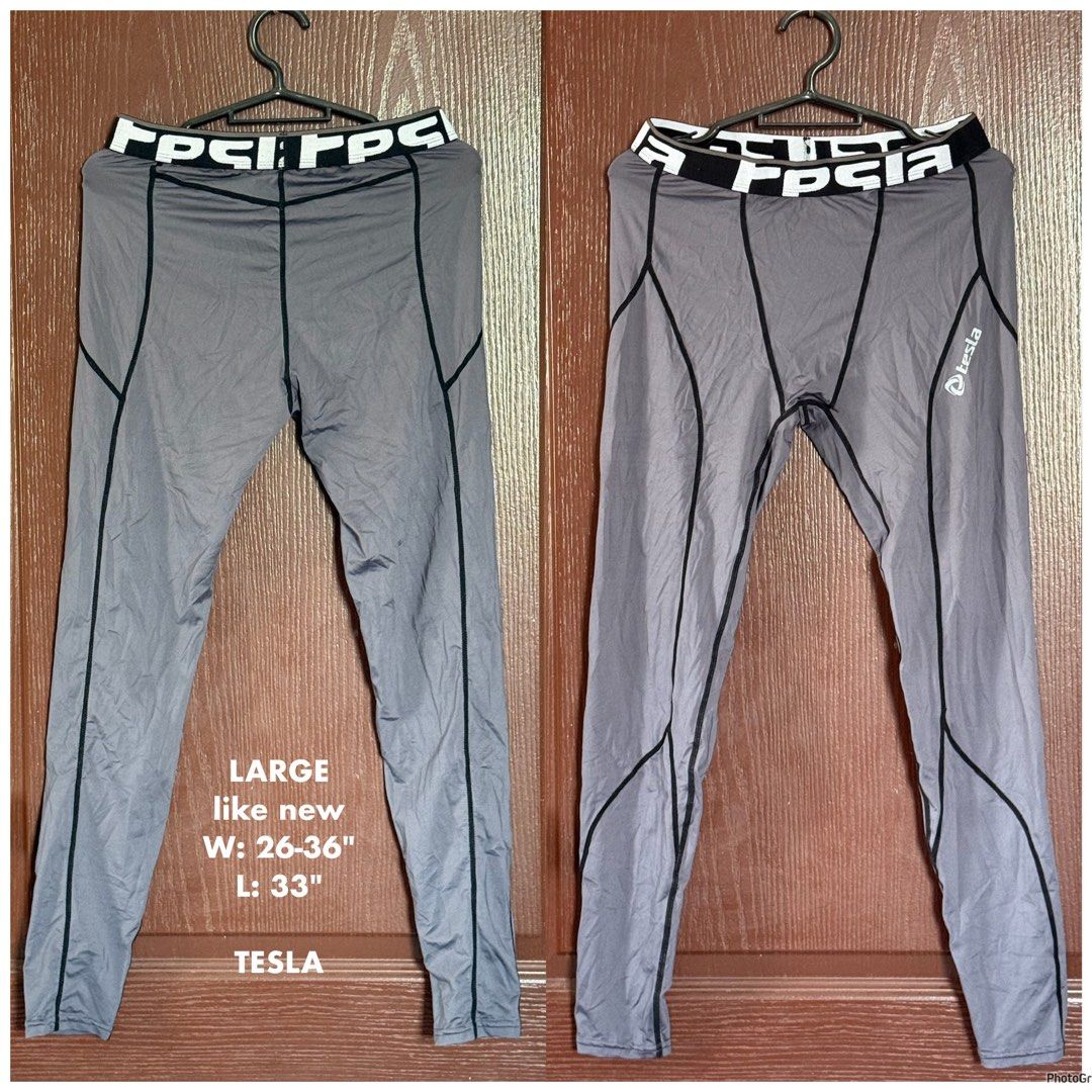 Tesla Grey Compression Pants - Large (Category: Activewear) located in Manila. Submitted by meisu_mnl (Listing ID 1376751573, Image 1). Description: 🔥 Tesla Compression Pants 🔥 Excellent condition / Like New athletic leggings perfect for gym, running, training and sports activities. Brand: Tesla Size: Large Waist: 26-36 inches Length: 33 inches Color: Gray Condition: Like New ✔ Stretchable compression fabric ✔ Lightweight and breathable ✔ Comfo