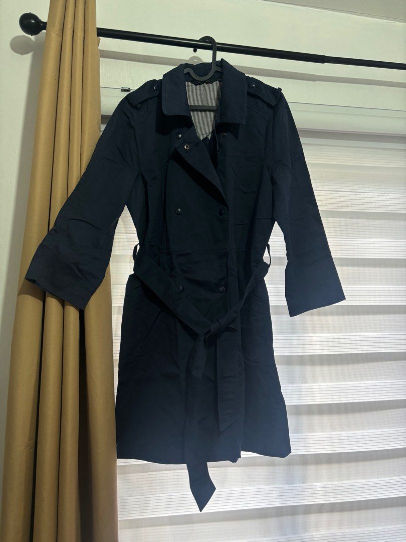 Navy Blue Trench coat for Spring Autumn Fall (Category: Coats, Jackets and Outerwear) located in Calamba. Submitted by sunbeamy (Listing ID 1376671884, Image 1). Description: 500+sf Double lined With belt.