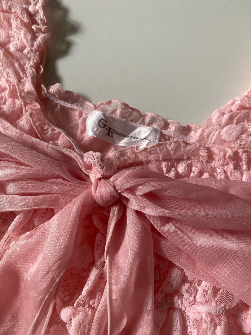 pink mesh babydoll y2k fairycore vintage blouse top (Category: Blouses) located in Singapore. Submitted by dearestluv (Listing ID 1376708087, Image 2). Description: - size xs-m - bought from re.drmg a while back - washed, never worn pm for measurements, no try on .