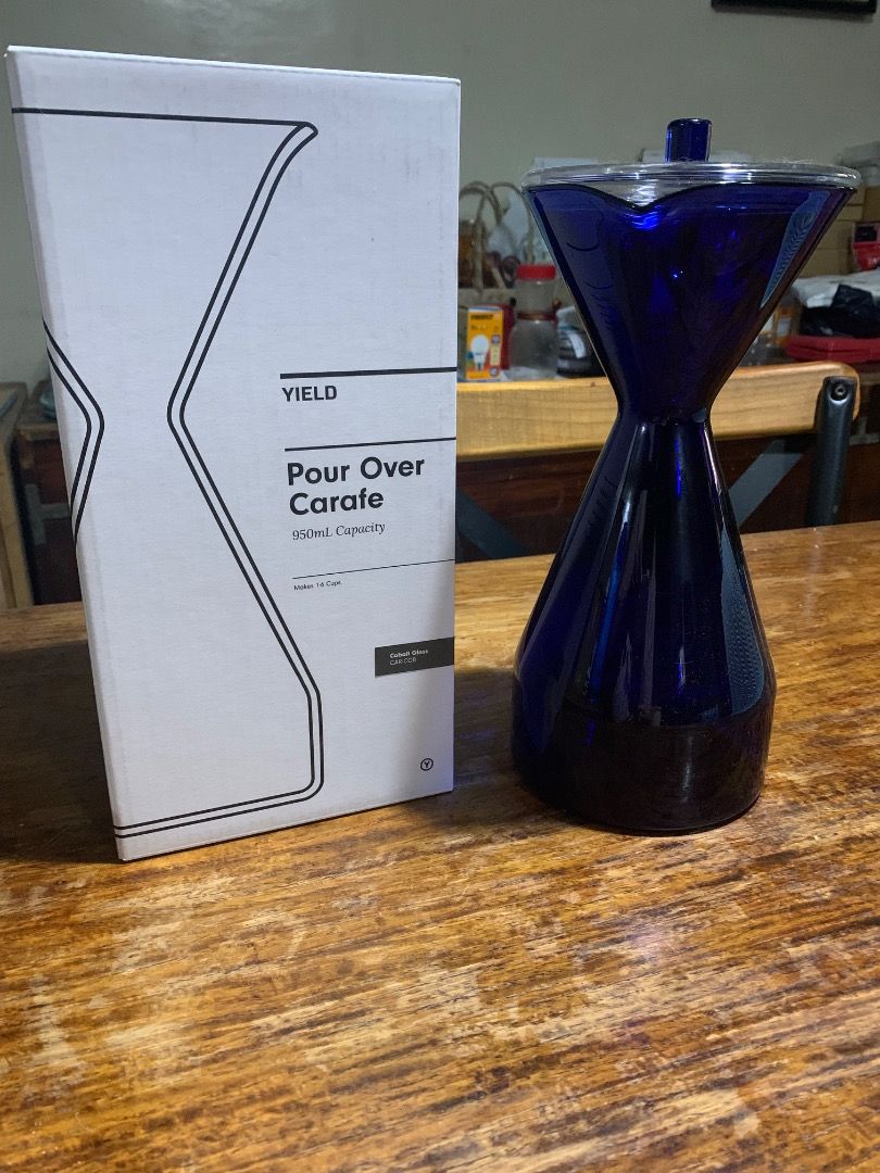 Pour Over Carafe by Yield (Category: Coffee Machines & Makers) located in Mandaluyong City. Submitted by sabisrem (Listing ID 1376716066, Image 1). Description: The Pour Over Carafe is an artful, functional tool for every day use. Brew clean, perfectly balanced pour over coffee for one, or to share. Materials: Borosilicate glass Dimensions: 5" D x 10" H Each carafe comes with a lid that helps keep coffee fresh for later (perfect for storing in th