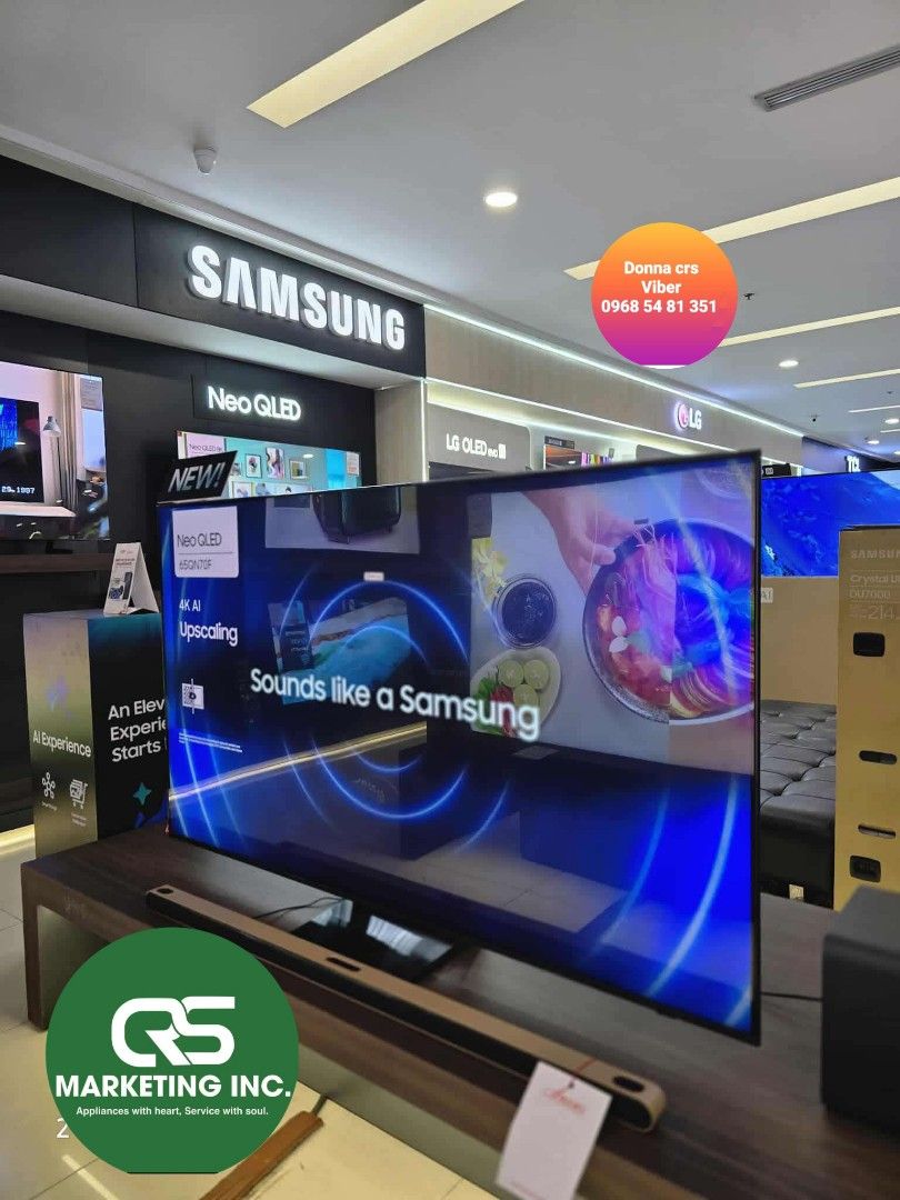 Samsung 8k neo qled tv (Category: TV) located in Manila. Submitted by donnasagao03665 (Listing ID 1376679868, Image 3). Description: 💚 SAMSUNG 8K NEO QLED TV 2025 MODEL SAMSUNG 4K NEO QLED TV 2025 MODEL QN70F QN90F QN950F QN80F 💚 8K - QN950F QA65QN950F - 166,600 free s800d QA85QN950F - 330,600 free q930f 4K - QN70F QN90F QN80F QA55QN70F - 66,700 free t420 QA65QN70F - 79,900 free s800d QA50QN80F - 42,400 free t420 QA100QN80F - 259,000 free q990f