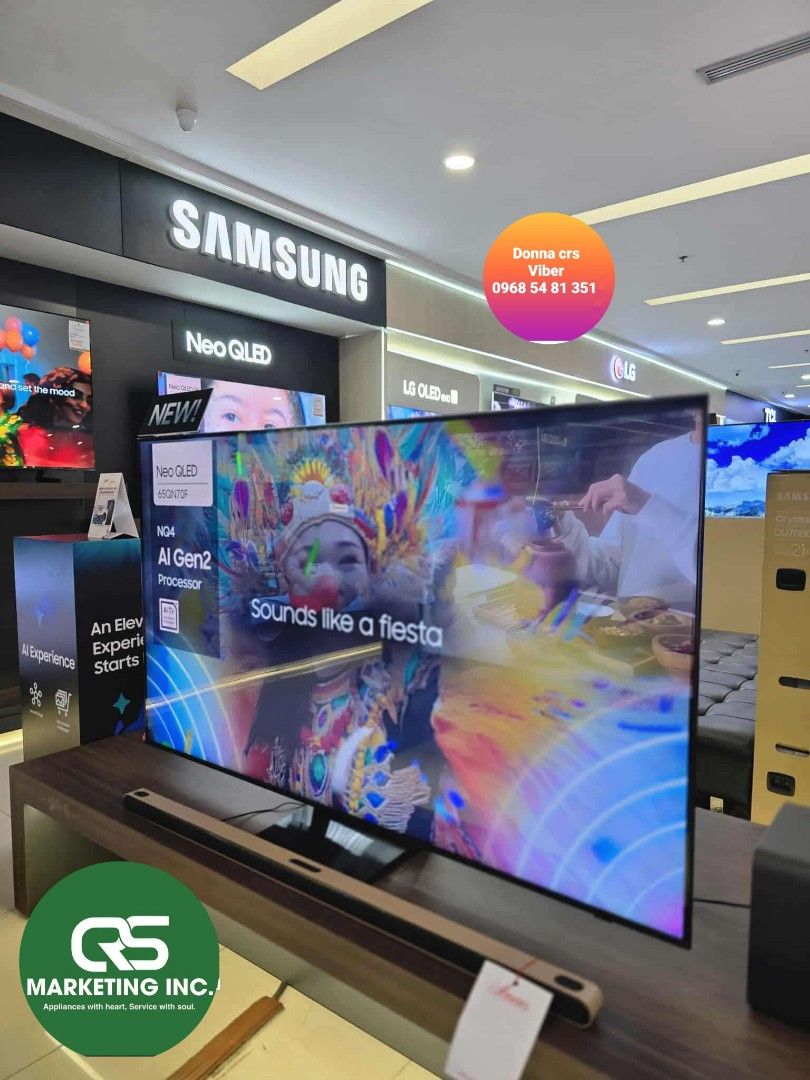 Samsung 8k neo qled tv (Category: TV) located in Manila. Submitted by donnasagao03665 (Listing ID 1376679868, Image 2). Description: 💚 SAMSUNG 8K NEO QLED TV 2025 MODEL SAMSUNG 4K NEO QLED TV 2025 MODEL QN70F QN90F QN950F QN80F 💚 8K - QN950F QA65QN950F - 166,600 free s800d QA85QN950F - 330,600 free q930f 4K - QN70F QN90F QN80F QA55QN70F - 66,700 free t420 QA65QN70F - 79,900 free s800d QA50QN80F - 42,400 free t420 QA100QN80F - 259,000 free q990f