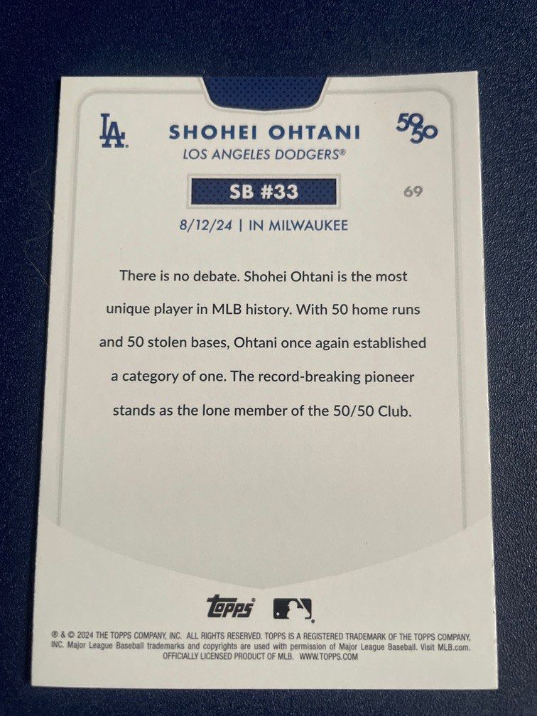 Shohei Ohtani 50/50 SB#33 (Category: Raw Singles) located in Manila. Submitted by bedlambuzz (Listing ID 1376691213, Image 2). Description: .