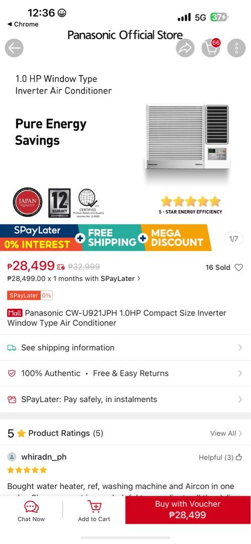 1hp Panasonic pure dc inverter compact size (Category: Air Conditioning and Heating) located in Manila. Submitted by prince_jush (Listing ID 1376988432, Image 1). Description: 1hp pure dc inverter Compact size 18by13 inch All dc fan motor and compressor Higher cooling capacity Reduce energy cost Eco friendly 1yr used only, good as new pa kaya di kna lugi With original remote We do cod and delivery free Pm for fast transaction .