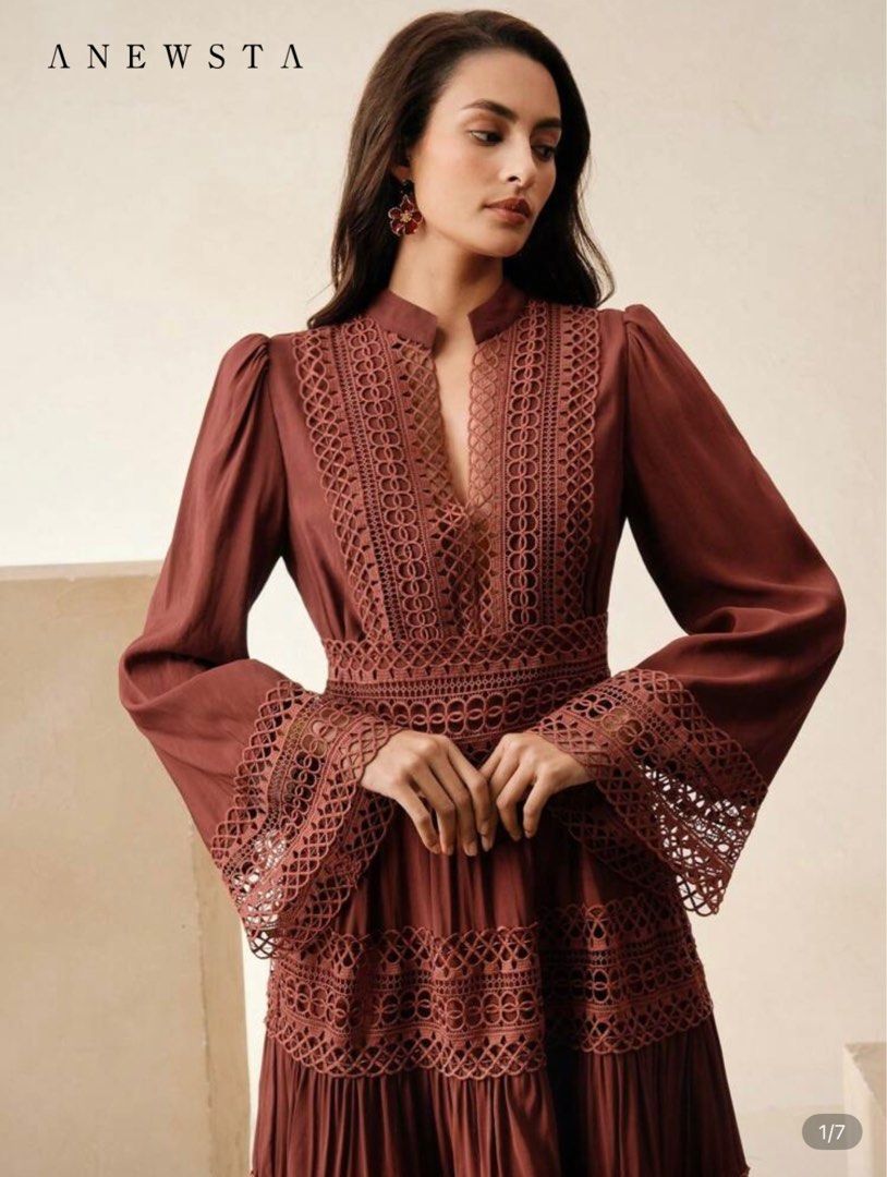 Clearance] ANEWSTA Maxi Dress with Lace Details, Women's Fashion, Dresses &  Sets, Dresses on Carousell