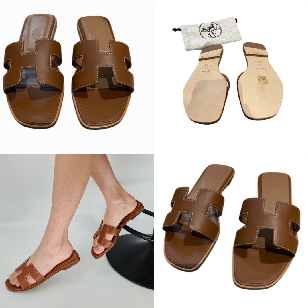 Authentic Hermès Oran Classic Brown With Dustbag and Authenticity Documents (Category: Slippers and slides) located in La Trinidad. Submitted by designerluxeshop (Listing ID 1376973883, Image 1). Description: pre-owned Hermès oran classic brown with dustbag and authenticity documents size 39, 💯% original, in good condition, shipping is free, message me if interested, delivery is ready, onhand discount is offered for cash buyer layaway is accepte