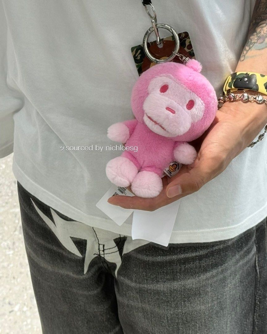 BAPE BABY MILO PLUSH DOLL KEYCHAIN (PINK), Hobbies & Toys