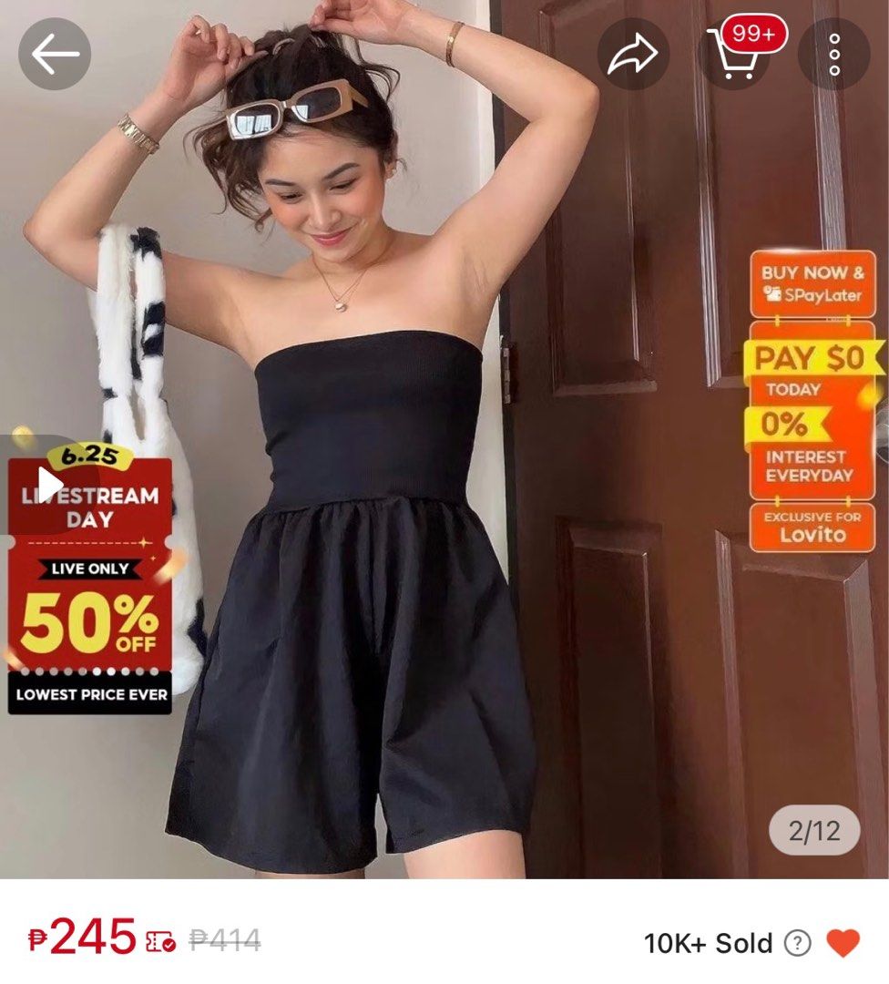 Black Romper (Lovito) (Category: Rompers) located in Pasay City. Submitted by sandengg (Listing ID 1376857584, Image 3). Description: Black romper from Lovito. Twice lang nasuot. Rfs: decluttering.