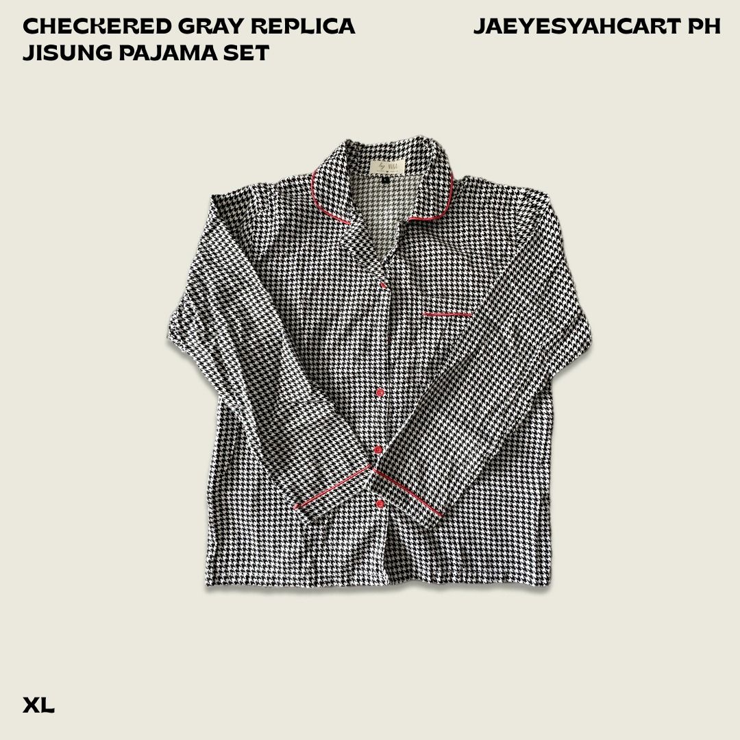 Louis Checkered Gray Jisung Pajama Set (Category: Sets & Coordinates) located in Caloocan City. Submitted by jageungage (Listing ID 1376983040, Image 3). Description: [ON HAND] Preloved Louis Checkered Gray Jisung Pajama Set (Replica) RFS: Decluttering some items! Need Funds [Item!] Louis Checkered Jisung Pajama Set (Gray) - 300 PHP [Sizes!] Louis Checkered Jisung Pajama Set (Gray) - XL / EU 54 / UK 44 / US 44 [Condition!] Clothes are in good con