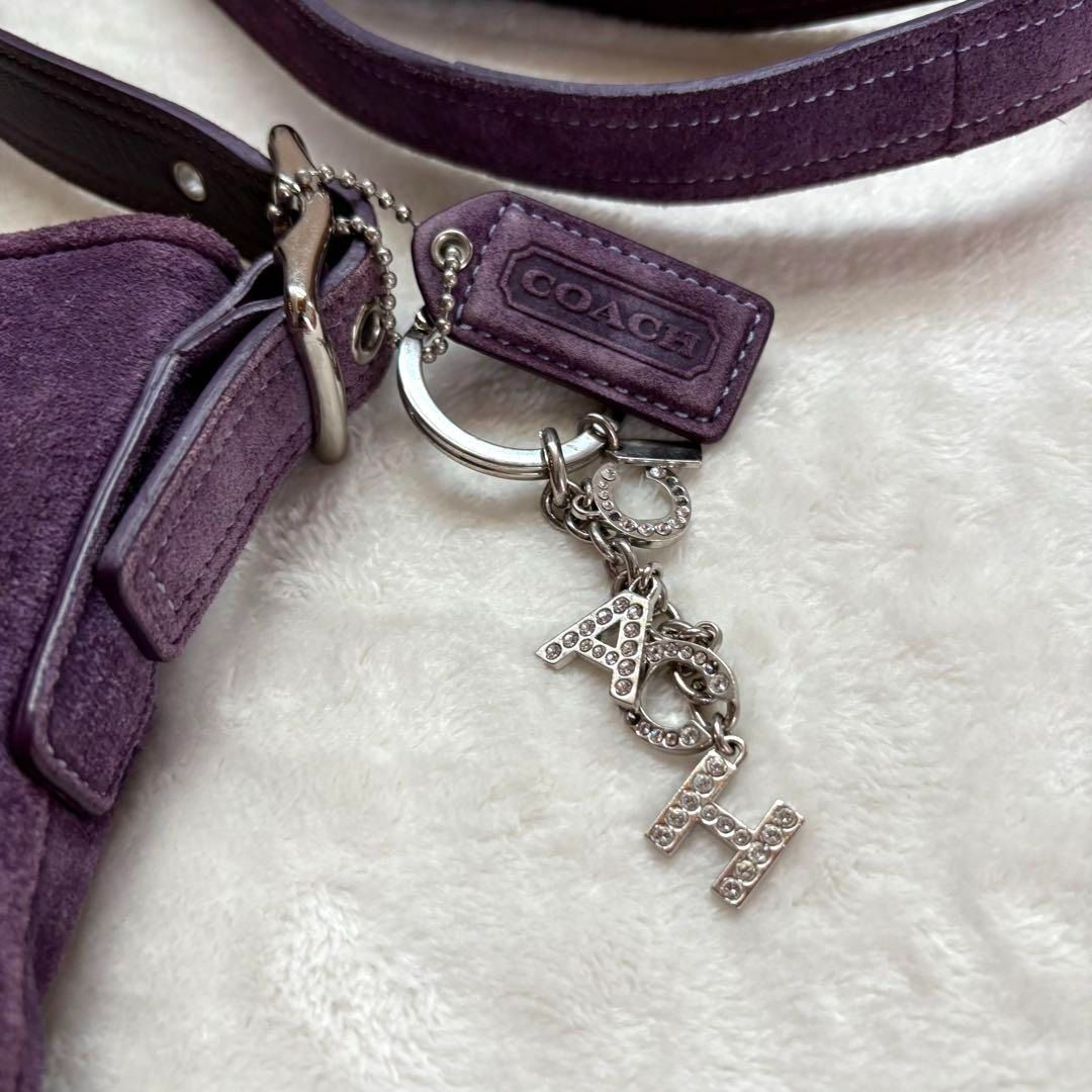 バッグ Coach Suede Flap Shoulder Bag Purple Purple suede coach shoulder - Gem