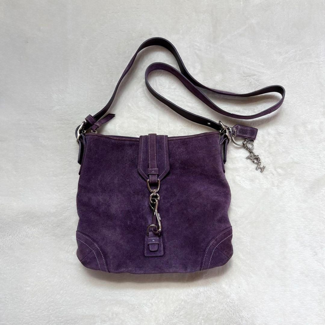 バッグ Coach Suede Flap Shoulder Bag Purple Coach suede purple shoulder - Gem