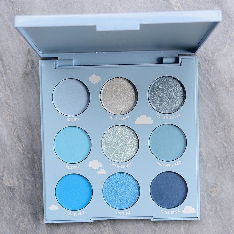 Colourpop OnCloud Blue Eyeshadow Palette (Category: Makeup) located in Quezon City. Submitted by beautynglamph (Listing ID 1376877026, Image 2). Description: a new, blue-themed palette that included five matte eyeshadows, three shimmer eyeshadows, and one pressed glitter. The mattes were on the more powdery side, but most of the shades applied well without having to be used with a primer, though one would help. The shimmers were on the thicker si