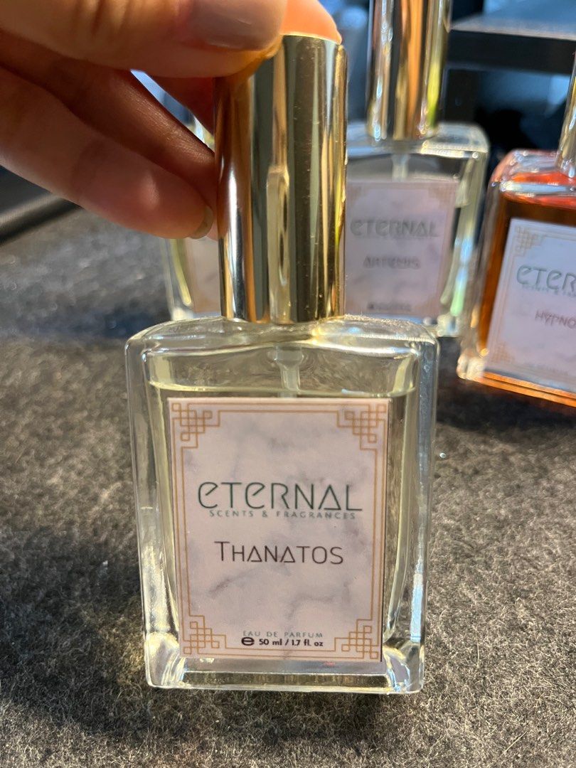 Eternal Scents Perfume Dupes (Category: Fragrance & Deodorants) located in Mandaluyong City. Submitted by freakyeyeglasses (Listing ID 1376849350, Image 1). Description: Each for ₱250. Retails from Eternal Scents from ₱450-850. See list for the dupes: Hypnos - Tom Ford Black Orchid Thanatos - Mojave Ghost .