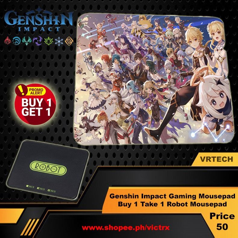 Genshin Impact Anime Gaming Mousepad (Category: Mouse & Mousepads) located in Quezon City. Submitted by victr2 (Listing ID 1376937630, Image 1). Description: Genshin Impact Anime Gaming Mousepad 25cm x 21 cm Gaming Mousepad Brand New Natural Rubber Soft, Comfortable, Non-slip Bottom Lines Wide range of applications: for all types of mouse use *** Color and shade May Vary due to lighting conditions and picture quality *** Package Contents: 1x Gens