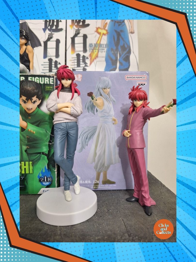 Ghost Fighter / YuYu Hakusho Anime figures Eugene (Category: Figurines & Statues) located in Meycauayan. Submitted by clicksandcollects (Listing ID 1376934710, Image 3). Description: Ghost Fighter / YuYu Hakusho anime figures Yusuke / Eugene FurYu (BIB) - 850 Kurama / Dennis FurYu - 850 Hiei / Vincent FurYu - 850 Kurama DXF pink - 590 Kurama DXF wolf (MISB) - 850 If set: 3,900 + Freebie of 2 IK Prize G --- 💵 GCash or Maya 🚛 J&T, LBC, Lalamove, 