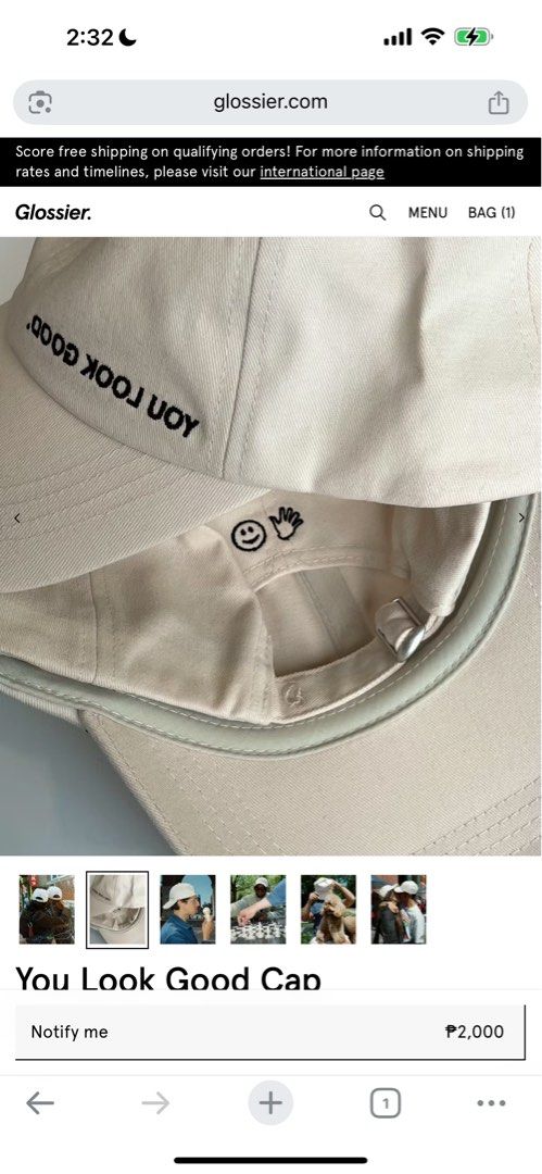 Glossier You Look Good cap (Category: Caps & Hats) located in Makati City. Submitted by onlineshopper21 (Listing ID 1376997784, Image 3). Description: .