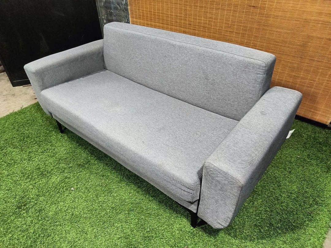 Gray Modern 3-Seater Chaise Sofa (Category: Sofas) located in Valenzuela. Submitted by jenelyn6 (Listing ID 1377004215, Image 3). Description: Gray Modern 3-Seater Chaise Sofa MINIMALIST!!! SUPER COMFY!!! Price : 11500 64L x 30W x 16H seat height inches Sandalan height 28 inches In VERY good condition Code HOMEBOSS.