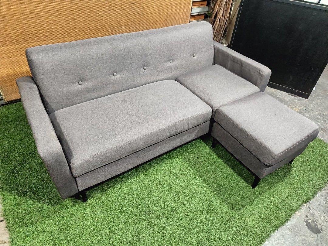 Gray Modern 3-Seater L-type / L-shape Sofa (Category: Sofas) located in Valenzuela. Submitted by jenelyn6 (Listing ID 1377004168, Image 1). Description: 😍 MODERN BEAUTY!!! 😍 Gray Modern 3-Seater L-type / L-shape Sofa Reversible Chaise Sofa, Thick Fabric Bulky & Firm, Super Comfy Price : 13500 *VIDEO ON COMMENT 67L x 48W x 16H seat height inches Sandalan height 29 inches In VERY good condition Code HOMEBOSS.