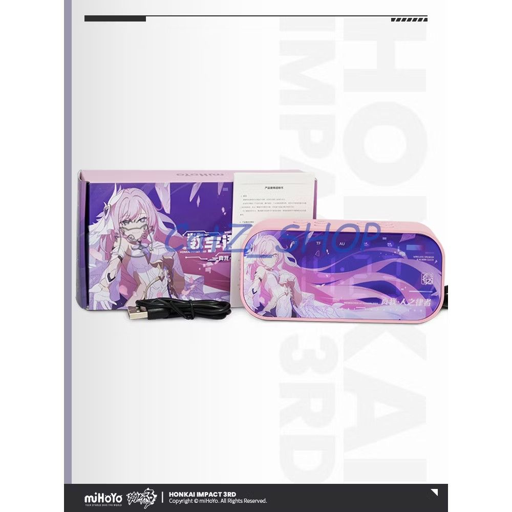 Honkai Impact 3 Elysia Speaker (Category: Soundbars, Speakers & Amplifiers) located in Manila. Submitted by cantzee_shop (Listing ID 1376929820, Image 2). Description: Honkai Impact 3 Official HoHe Elysia Voice Alarm Clock and Wireless Bluetooth Speaker -Official from Mihoyo -Sold per piece Includes: -Unit -charging data cable (MICRO USB) -Audio cable -manual (CN only) Features: -LED display -Adjustable brightness -2200mAh battery capacity -Dual 