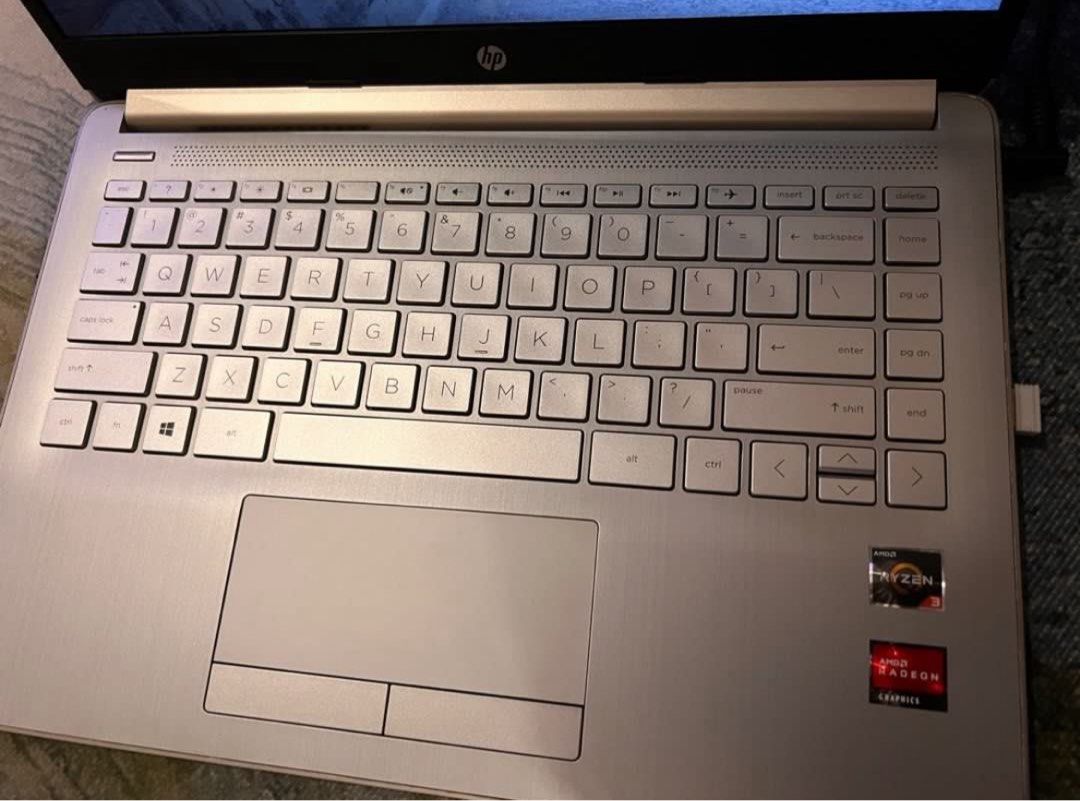 HP laptop 14s- dk1057AU (Category: Laptops & Notebooks) located in Quezon City. Submitted by saoirse027 (Listing ID 1376903578, Image 2). Description: Like New Comes with original charger And with original box‼️ Color: PALE GOLD TECH SPECS Model: HP Notebook 14s-dk1057AU Pale Gold Processor: AMD Ryzen 3 3250U (2.6 GHz) Memory: 4 GB DDR4-2400 SDRAM (1 x 4 GB) Storage: 256GB PCle NVMe M.2 SSD Optical Drive: NO ODD OS: Windows 10 Battery: 3-cell, 41